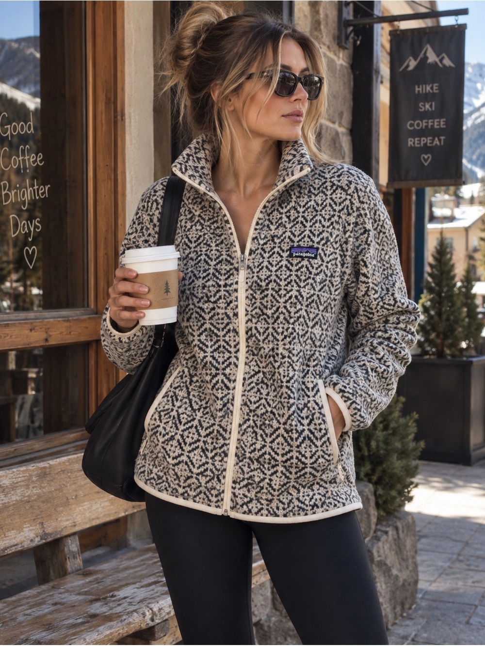 Patagonia Gray Geometric Full Zip Fleece Jacket Women’s L